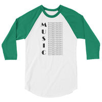 Music 3/4 sleeve raglan shirt